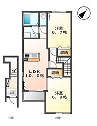 シンフォニーヒルズ 2階2LDKの間取り