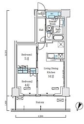 東京メトロ南北線 志茂駅 徒歩8分の賃貸マンション 4階2LDKの間取り