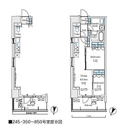 東京メトロ南北線 志茂駅 徒歩8分の賃貸マンション 4階2DKの間取り