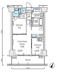 東京メトロ南北線 志茂駅 徒歩8分の賃貸マンション 4階2LDKの間取り