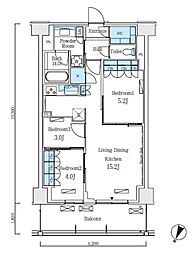 東京メトロ南北線 志茂駅 徒歩8分の賃貸マンション 9階3LDKの間取り