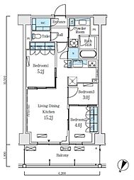 東京メトロ南北線 志茂駅 徒歩8分の賃貸マンション 9階3LDKの間取り