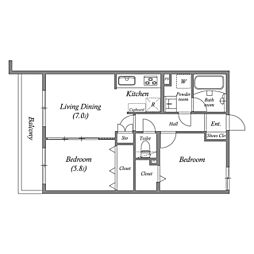 都営三田線 白山駅 徒歩5分の賃貸マンション 1階2LDKの間取り