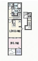 サンフィールド 2階1LDKの間取り
