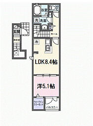 サンフィールド 2階1LDKの間取り
