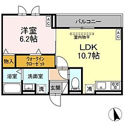 近鉄名古屋線 烏森駅 徒歩6分の賃貸アパート 2階1LDKの間取り