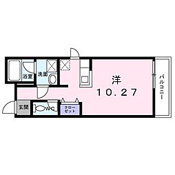 ティアラグレイス 1階ワンルームの間取り