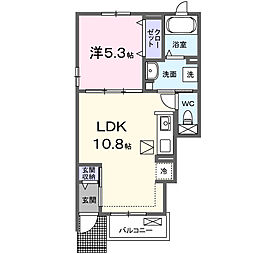 ミルト・ラフレシール 1階1LDKの間取り