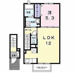 西武拝島線 西武立川駅 徒歩20分の賃貸アパート 2階1LDKの間取り