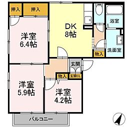 西武池袋線 清瀬駅 バス15分 三角山下車 徒歩3分の賃貸アパート 2階3DKの間取り