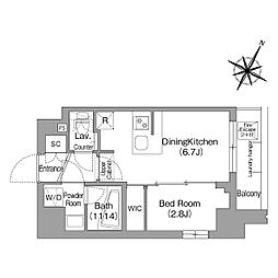 東京メトロ丸ノ内線 新中野駅 徒歩4分の賃貸マンション 9階1DKの間取り