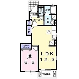 プレザント2 1LDKの間取図画像