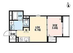 Ｆｉｏｒｅ　川越新宿町 2階1LDKの間取り