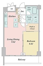 パークプレイス三田 3階1LDKの間取り