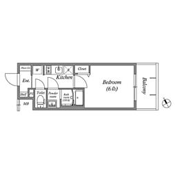 近鉄名古屋線 米野駅 徒歩10分の賃貸マンション 6階1Kの間取り