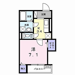 京阪交野線 宮之阪駅 徒歩8分の賃貸アパート 3階1Kの間取り