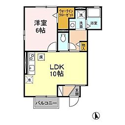 多摩都市モノレール 砂川七番駅 徒歩15分の賃貸アパート 1階1LDKの間取り
