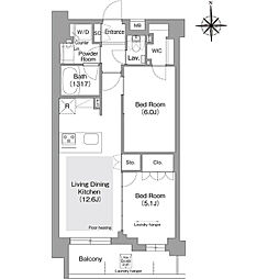 東京メトロ有楽町線 護国寺駅 徒歩4分の賃貸マンション 1階2LDKの間取り