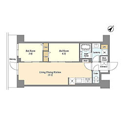 JR総武線 平井駅 徒歩4分の賃貸マンション 5階2LDKの間取り