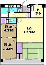 コーボック新小金井 5階3LDKの間取り