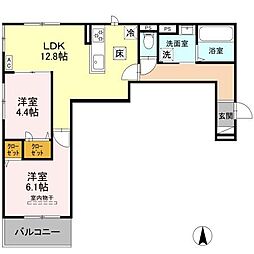 阪急京都本線 西京極駅 徒歩14分の賃貸アパート 1階2LDKの間取り
