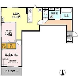 阪急京都本線 西京極駅 徒歩14分の賃貸アパート 2階2LDKの間取り