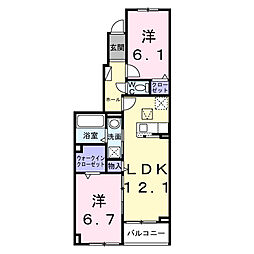 豊橋鉄道東田本線 運動公園前駅 徒歩24分の賃貸アパート 1階2LDKの間取り