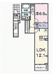 豊橋鉄道東田本線 運動公園前駅 徒歩24分の賃貸アパート 2階1LDKの間取り