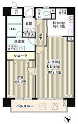 京王井の頭線 神泉駅 徒歩6分の賃貸マンション 3階1LDKの間取り