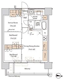 東京メトロ東西線 木場駅 徒歩7分の賃貸マンション 5階2SLDKの間取り
