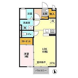 JR鹿島線 鹿島神宮駅 4.3kmの賃貸アパート 2階1LDKの間取り