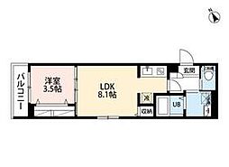 京成本線 京成津田沼駅 徒歩3分の賃貸アパート 2階1LDKの間取り