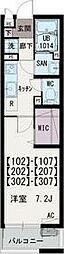 JR武蔵野線 西浦和駅 徒歩15分の賃貸マンション 1階1Kの間取り
