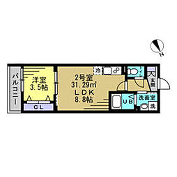 リラフォート津田沼 1階1LDKの間取り