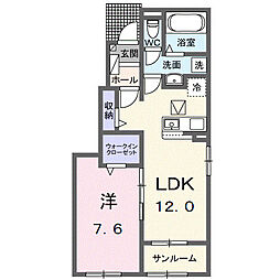 JR東北本線 古河駅 バス16分 中田踏切北下車 徒歩11分の賃貸アパート 1階1LDKの間取り