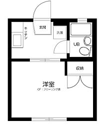 西武新宿線 都立家政駅 徒歩3分の賃貸マンション 1階1Kの間取り