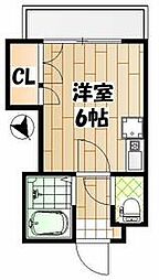 京王線 国領駅 徒歩10分の賃貸アパート 1階ワンルームの間取り