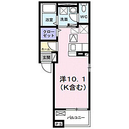 ミニオン　パーク　リア 1階ワンルームの間取り