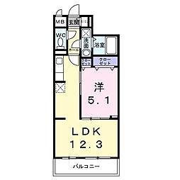 JR山陰本線 馬堀駅 徒歩18分の賃貸アパート 2階1LDKの間取り