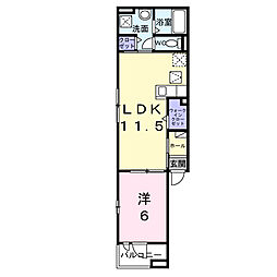 プレールシュメゾン 1階1LDKの間取り