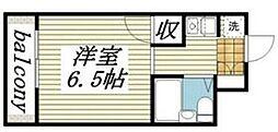 京王線 分倍河原駅 徒歩9分の賃貸マンション 2階ワンルームの間取り