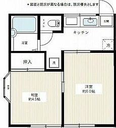 ニュー作新ハイツ 2階2Kの間取り