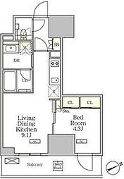 ザ・パークハビオ大森山王 4階1LDKの間取り