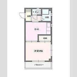 第一ジュネス倉田 4階1DKの間取り