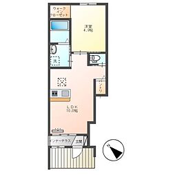 ブルーセレスト 1LDKの間取図画像