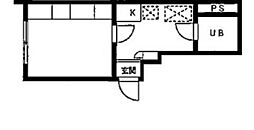 都営大江戸線 西新宿五丁目駅 徒歩12分の賃貸マンション 1階ワンルームの間取り