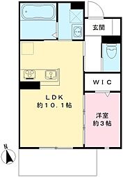 ルミエール真栄房 1階1LDKの間取り