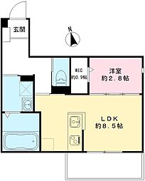 ルミエール真栄房 2階1LDKの間取り