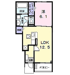 近鉄名古屋線 近鉄弥富駅 徒歩15分の賃貸アパート 1階1LDKの間取り