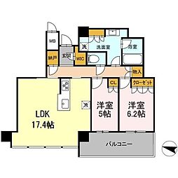 プレミスト天神赤坂タワー1806号室 18階2LDKの間取り